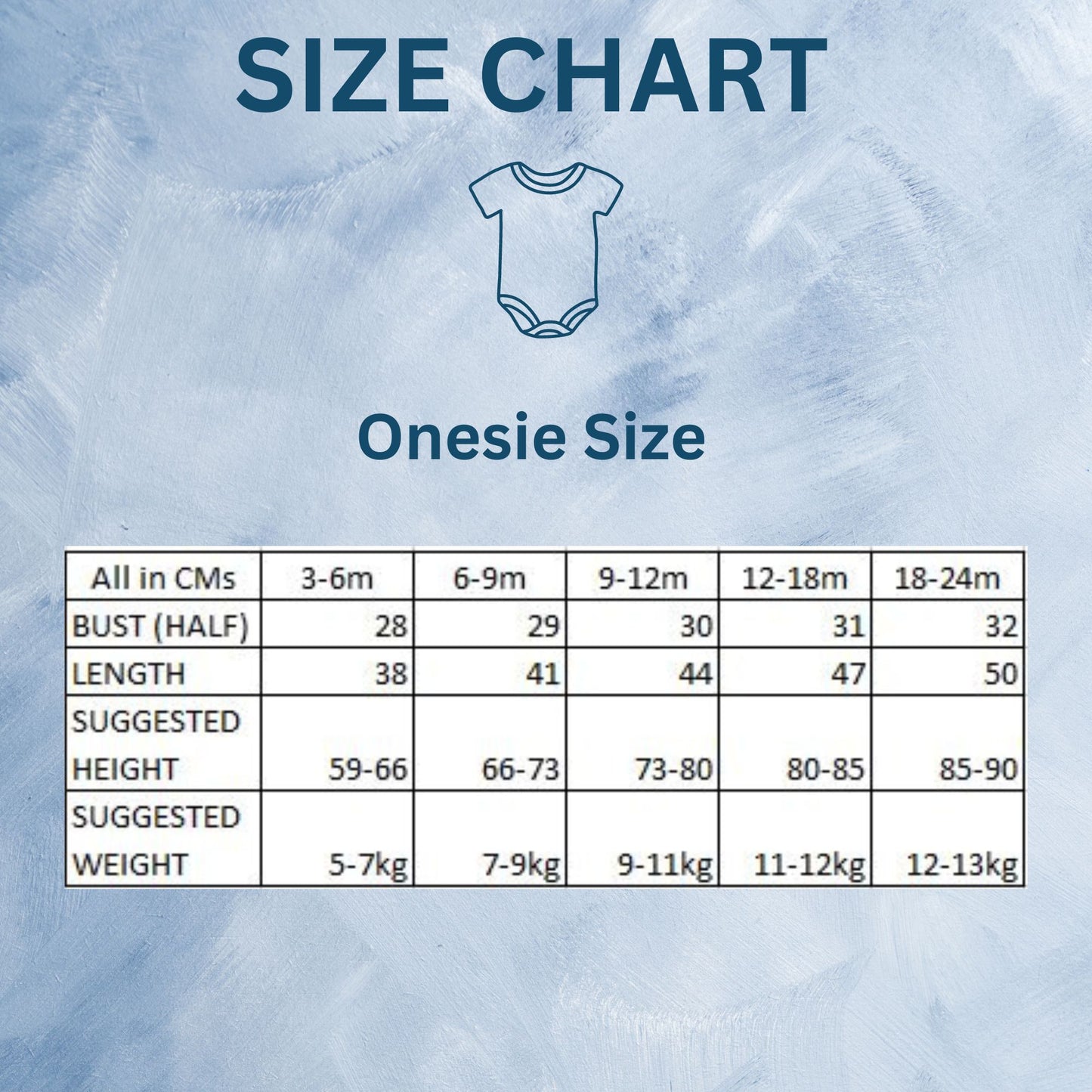 Embroidered Baby Name Onesie Announcement Onesie size chart