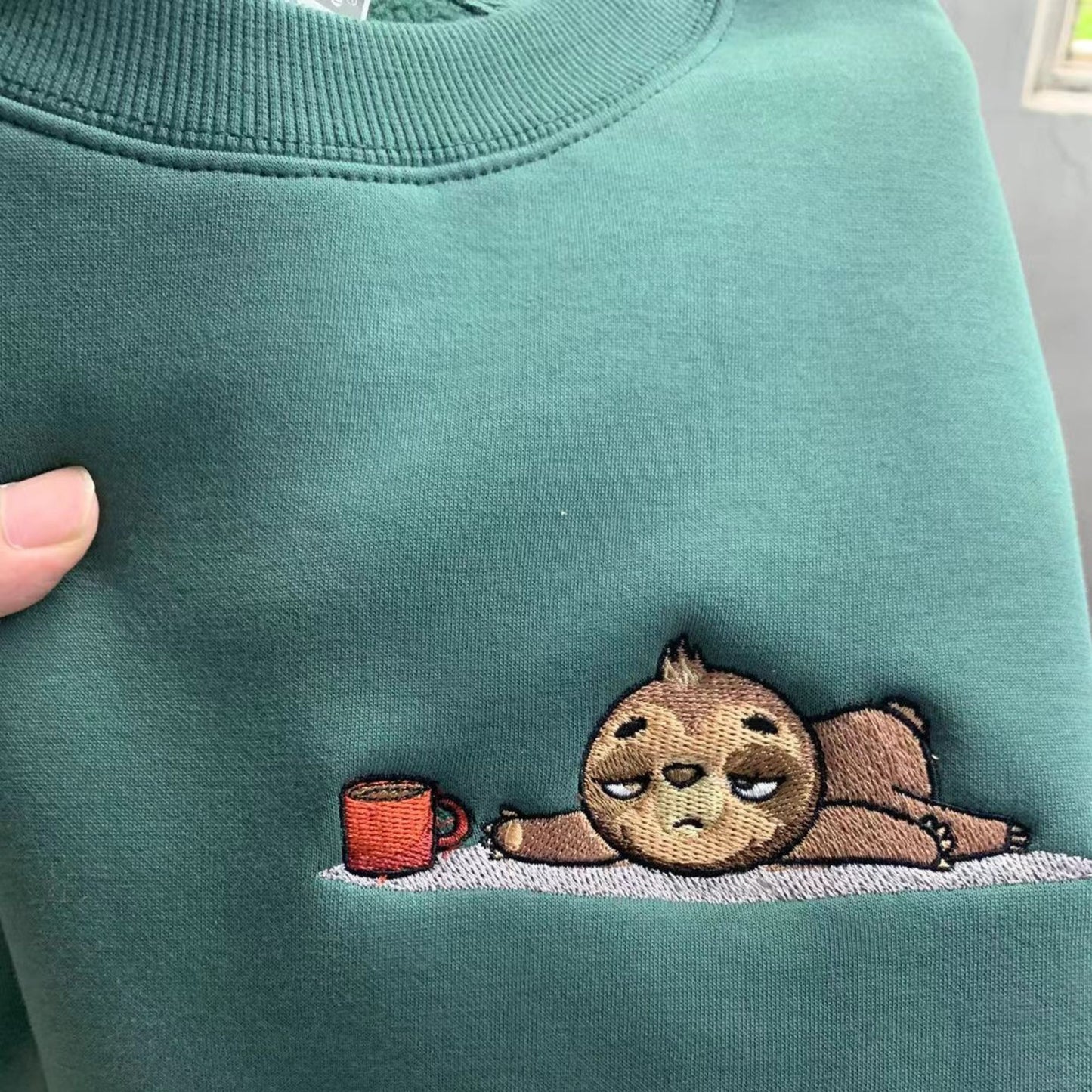 Embroidered Cute Sloth Sweatshirt
