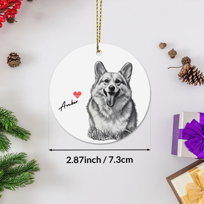 Custom Pet Photo Double Sided Ceramic Christmas Ornament