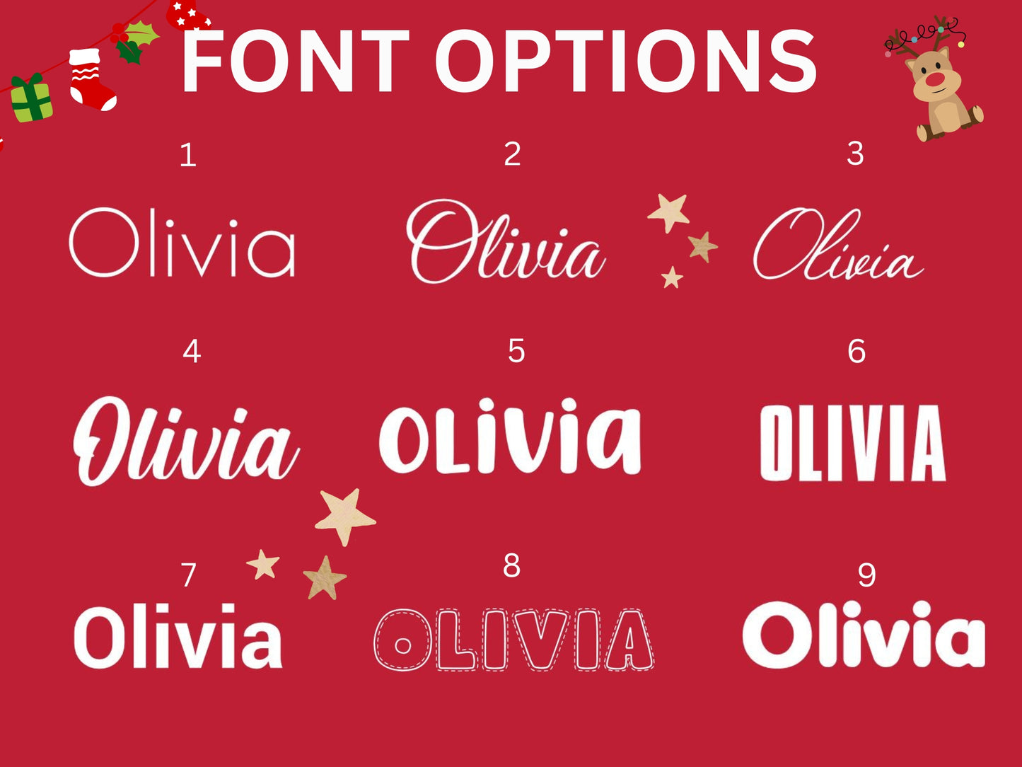 custom Christmas Stocking font options