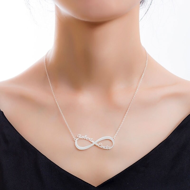 custom two names eternity necklace