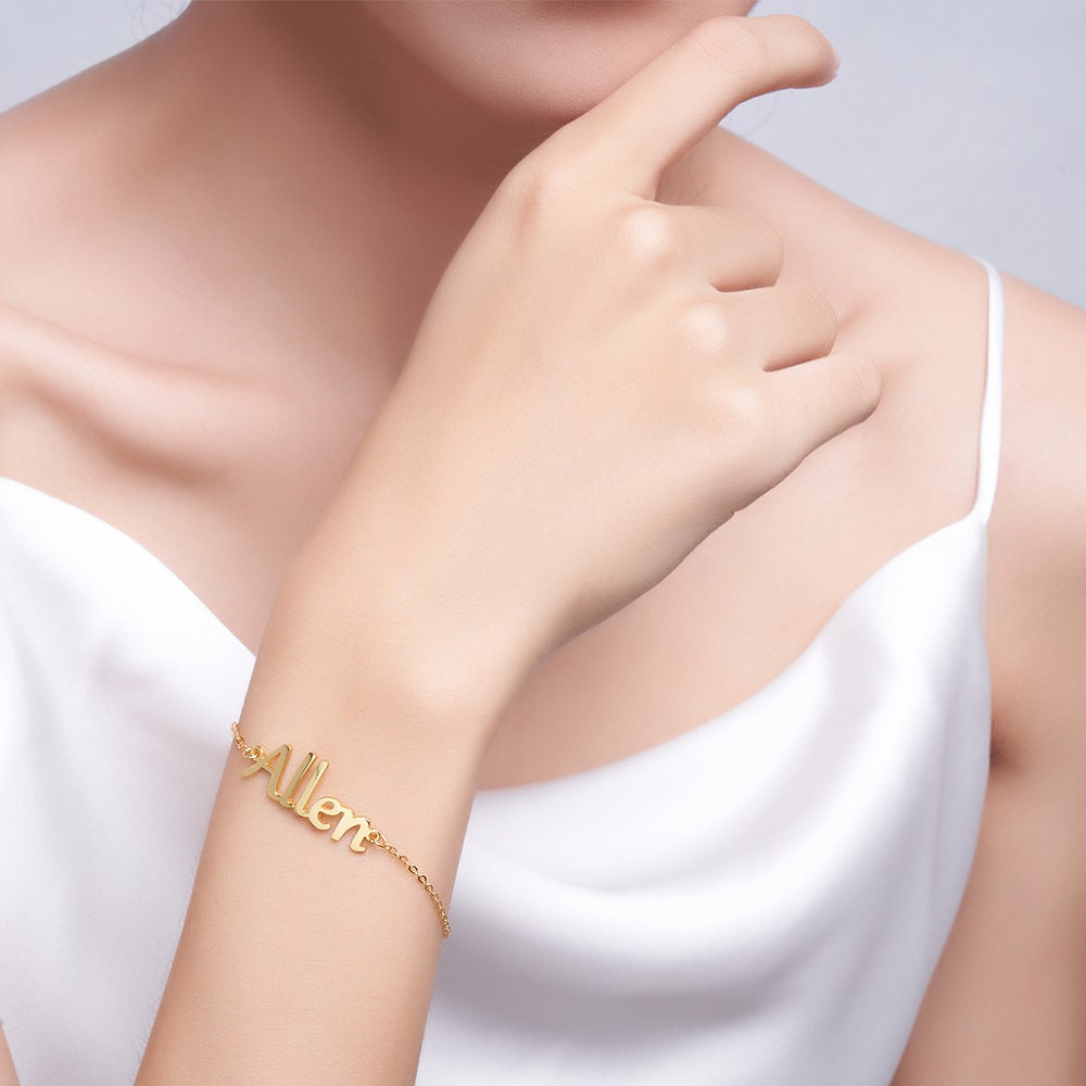 silver name bracelet