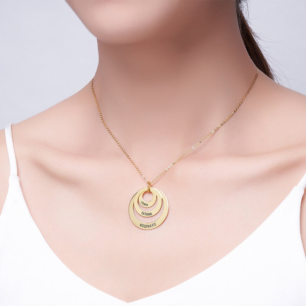 Custom Name Disc Necklace 925 Sterling Silver