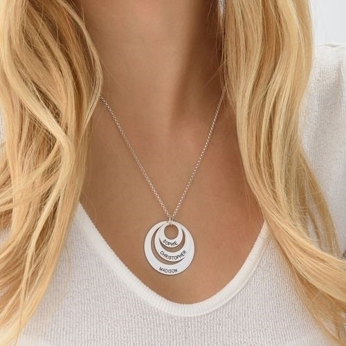 Custom Name Disc Necklace 925 Sterling Silver