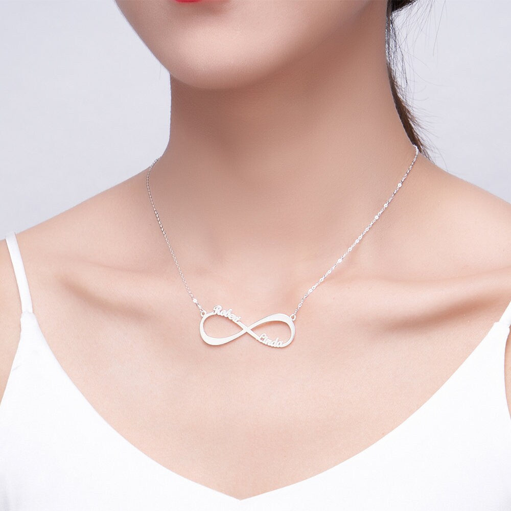 custom two names eternity necklace