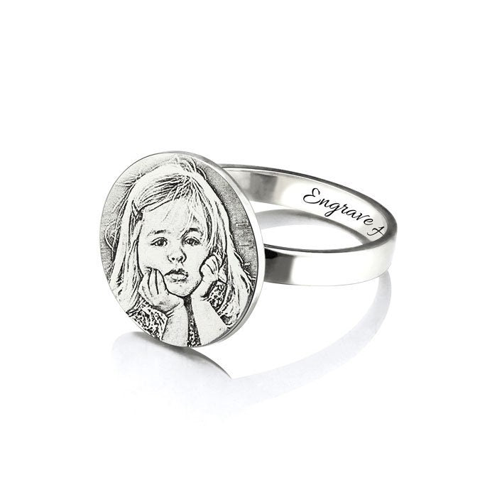 custom photo silver ring