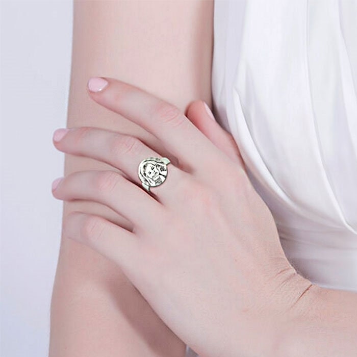 custom photo silver ring