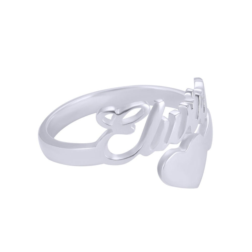 custom name heart ring silver