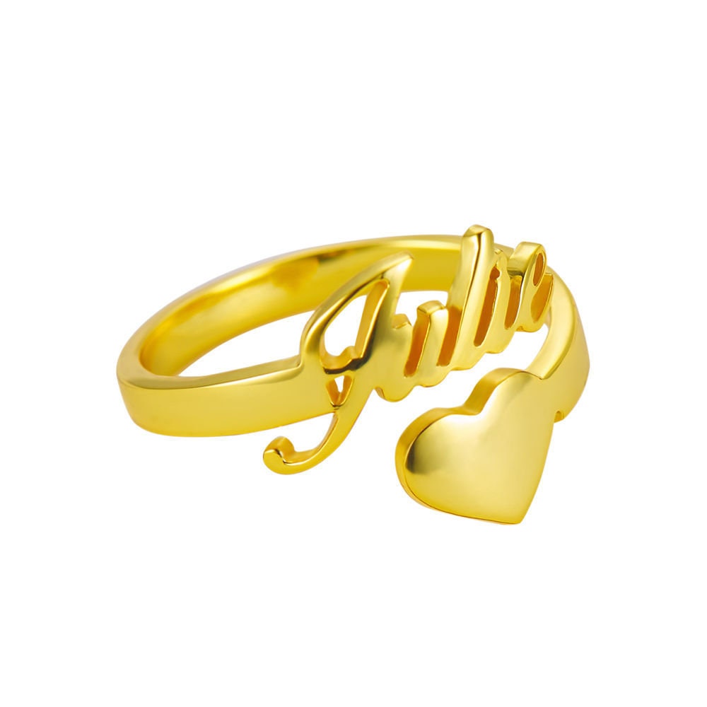 custom name heart ring silver