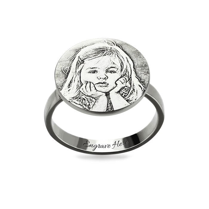 custom photo silver ring