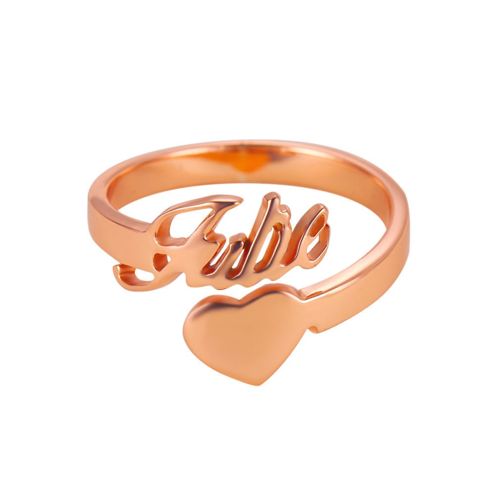 custom name heart ring silver