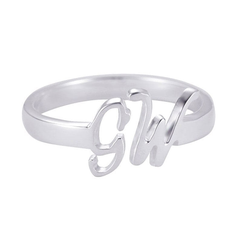 custom initial ring silver