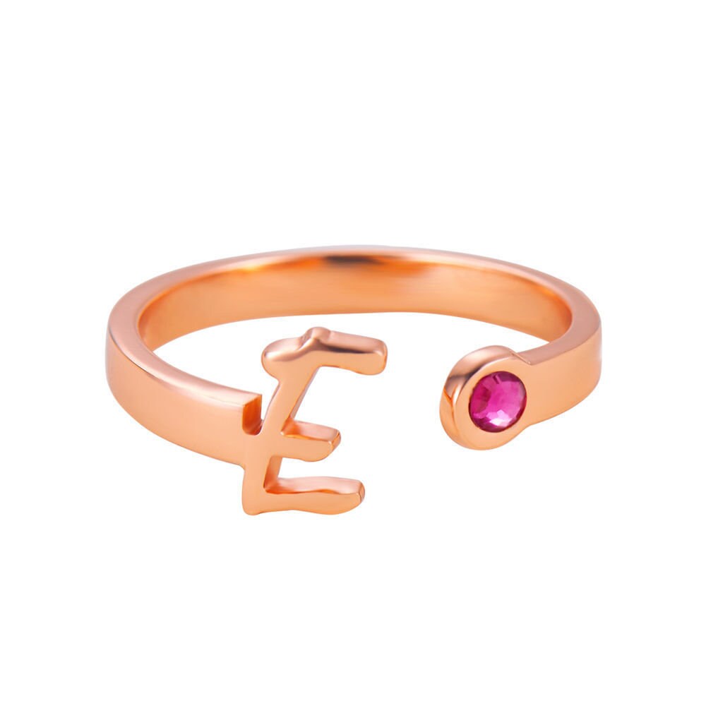 925 silver one letter ring with birthstone
