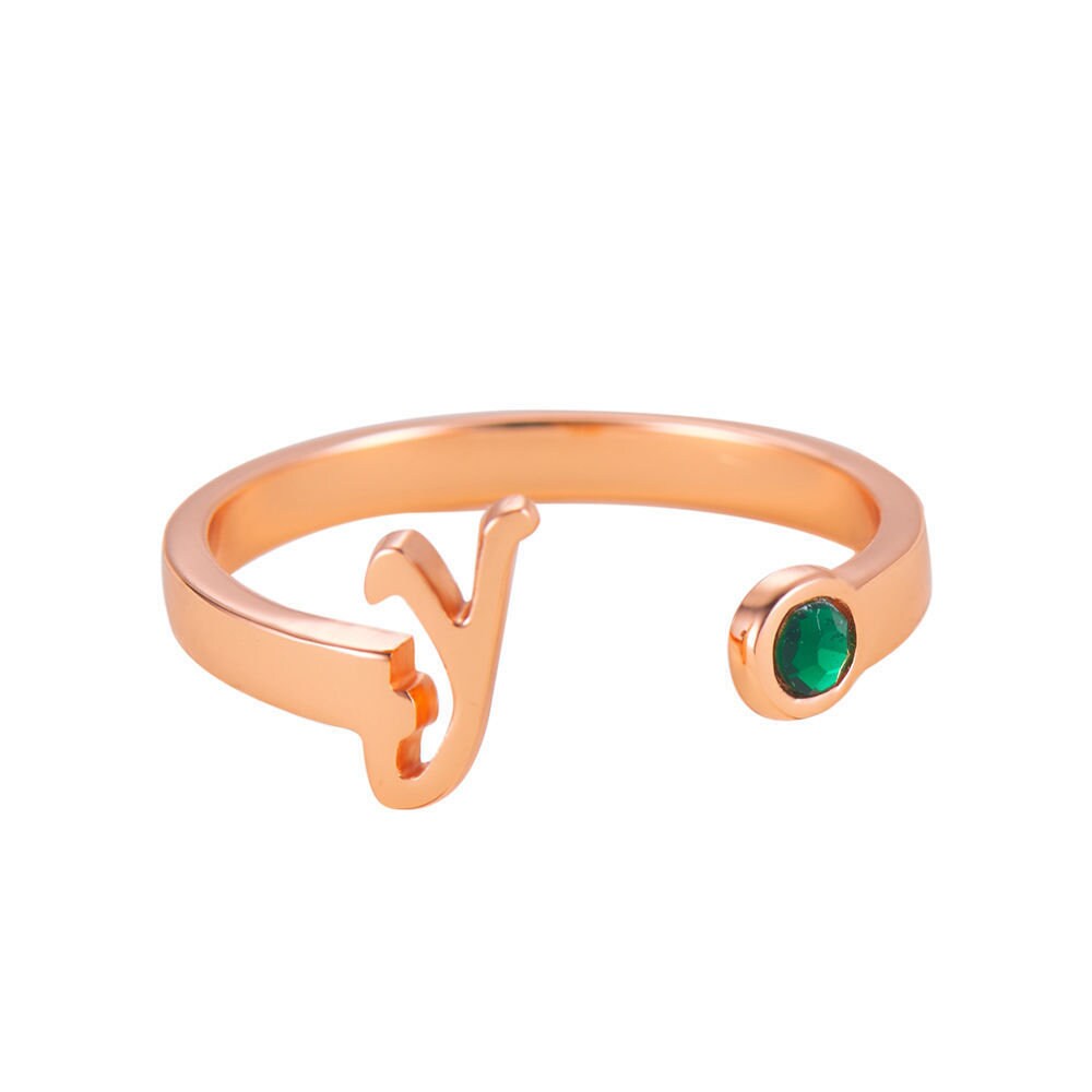 925 silver one letter ring with birthstone