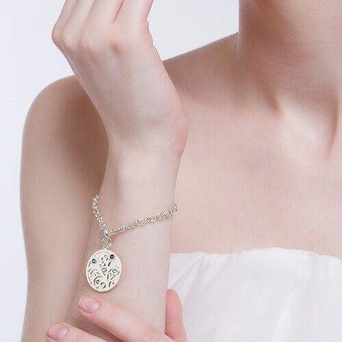 custom name tag bracelet birthstone