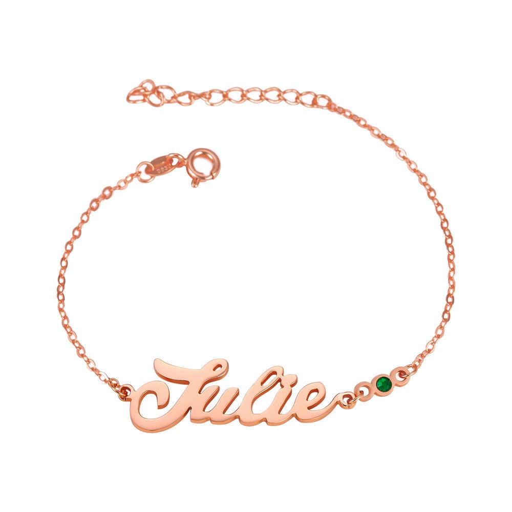 custom name bracelet with birthstone