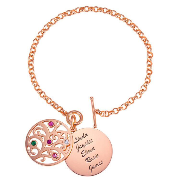 custom name tag bracelet birthstone