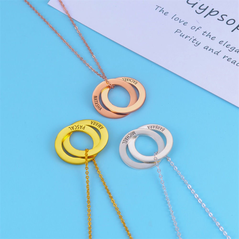 custom name engraved ring necklace
