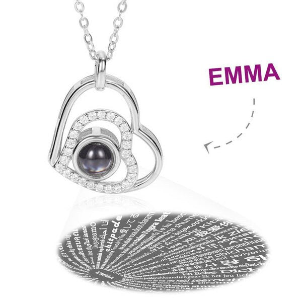 Custom Photo Projection Heart Necklace 925 Sterling Silver