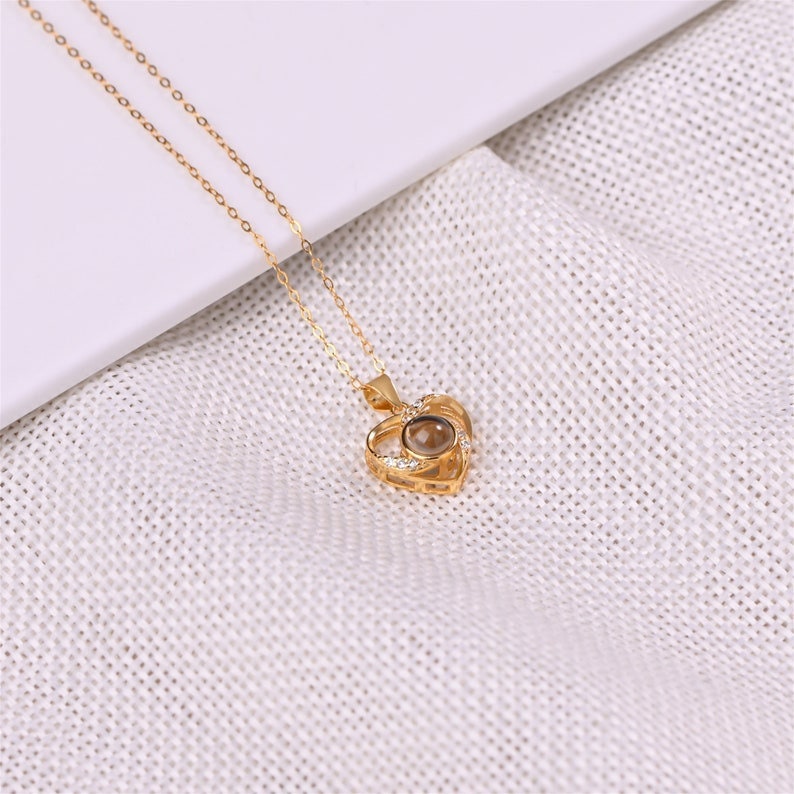 Custom Photo Projection Heart Love Necklace
