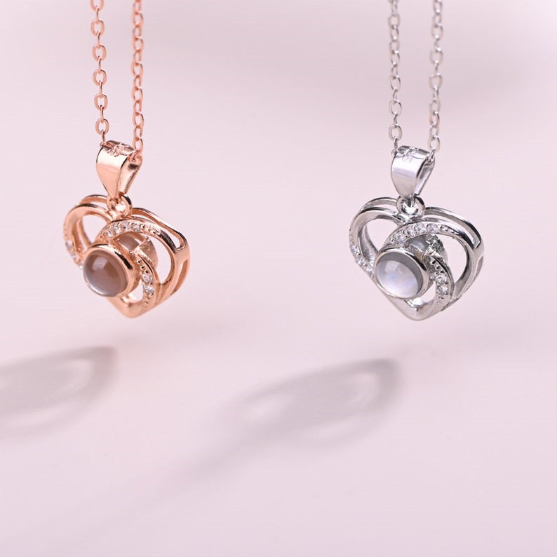 Custom Photo Projection Heart Love Necklace