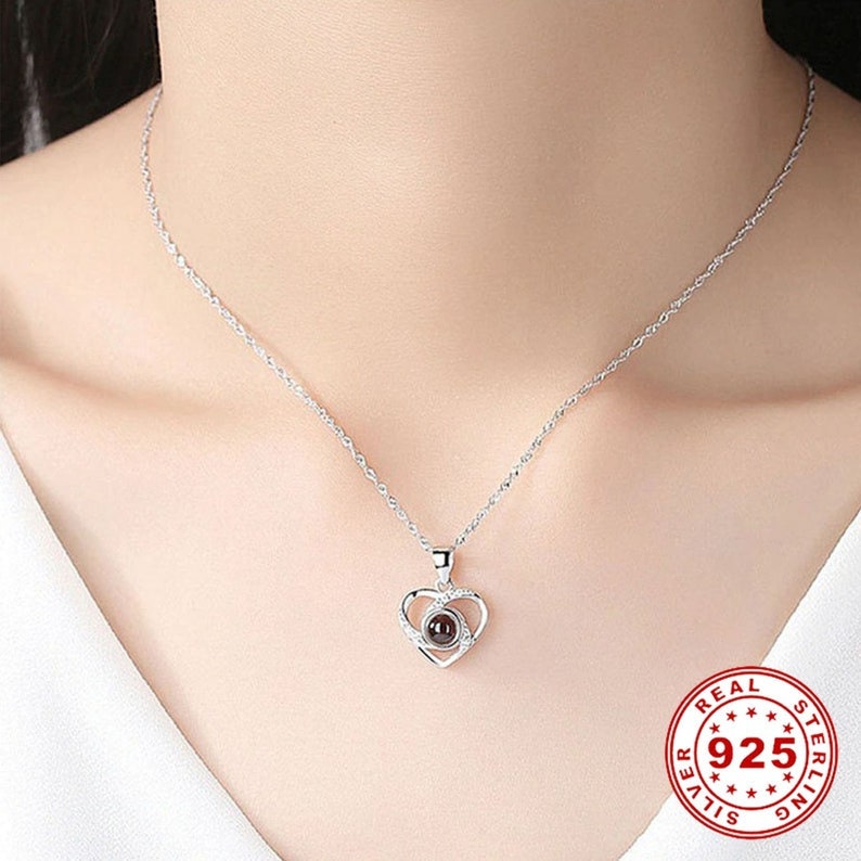 Custom Photo Projection Heart Love Necklace
