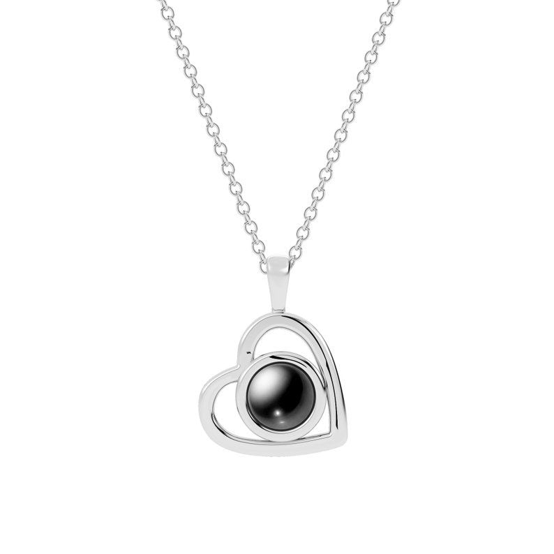 Custom Heart Photo Projection Necklace 925 Silver Necklace