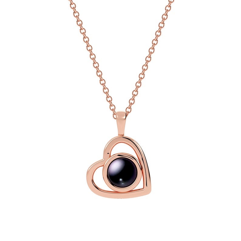 Custom Heart Photo Projection Necklace 925 Silver Necklace