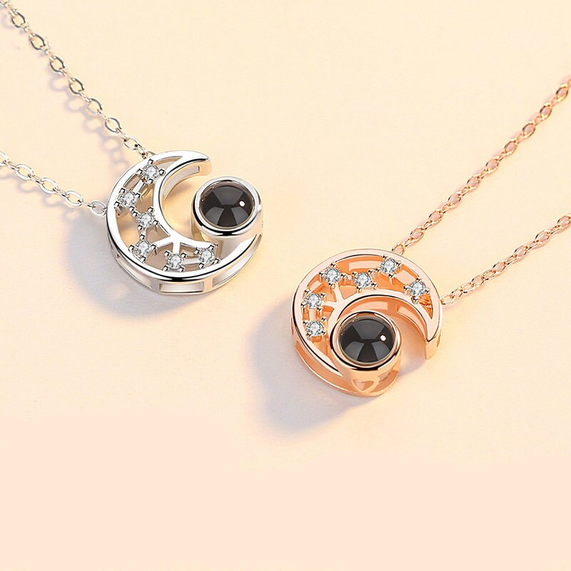 Custom Moon Photo Projection Necklace