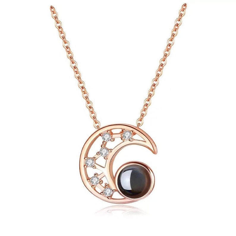 Custom Moon Photo Projection Necklace