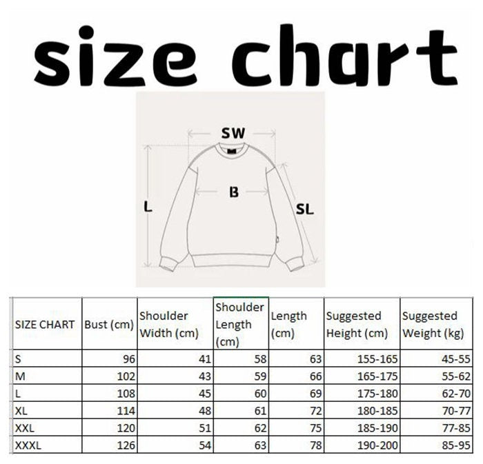 sweater size chart