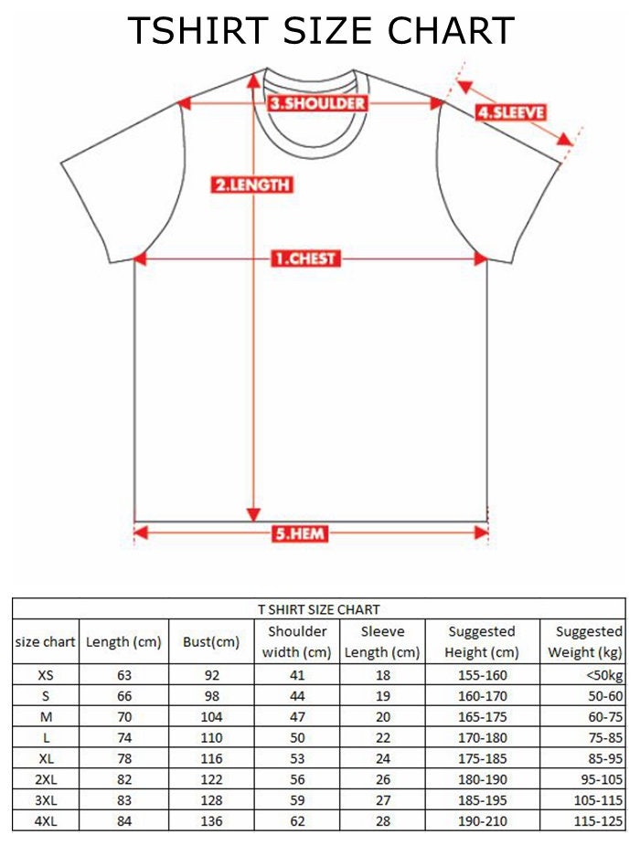 tshirt size chart