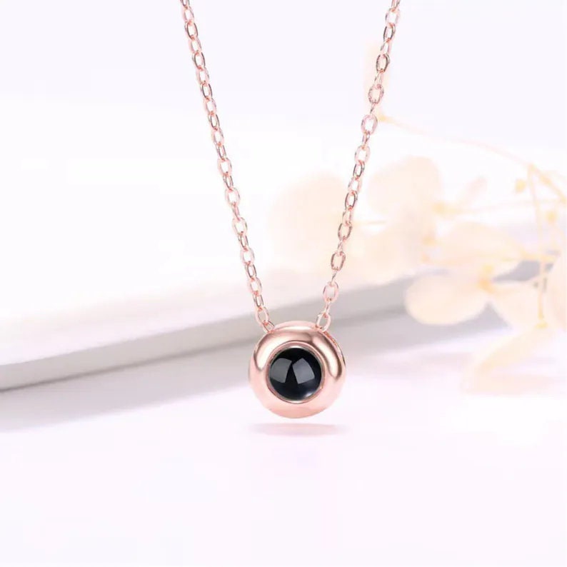 Custom Classic Little Ball Photo Projection 925 Silver Necklace