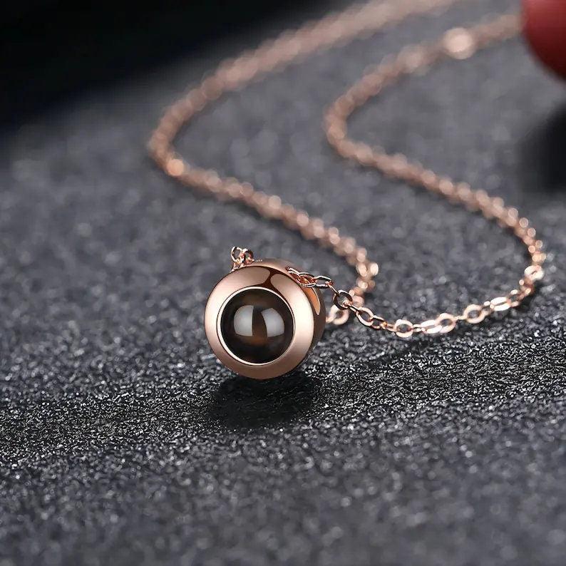 Custom Classic Little Ball Photo Projection 925 Silver Necklace