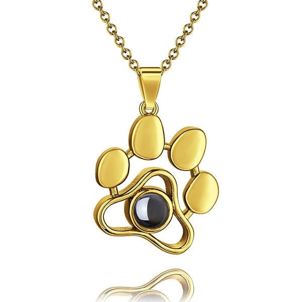 Custom Pet Photo Projection Paw Necklace