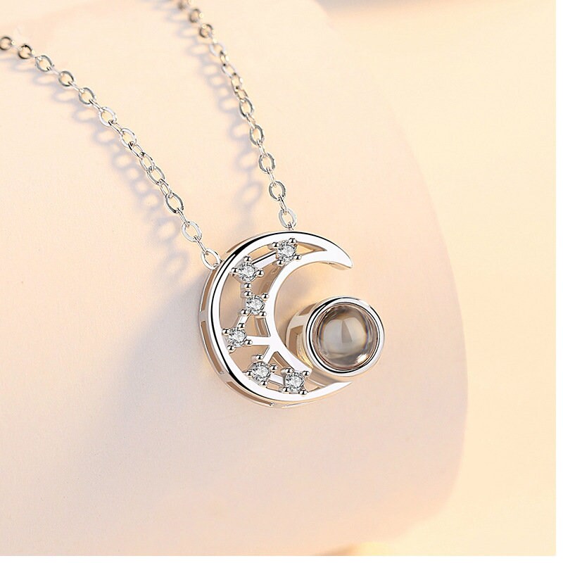 Custom Moon Photo Projection Necklace
