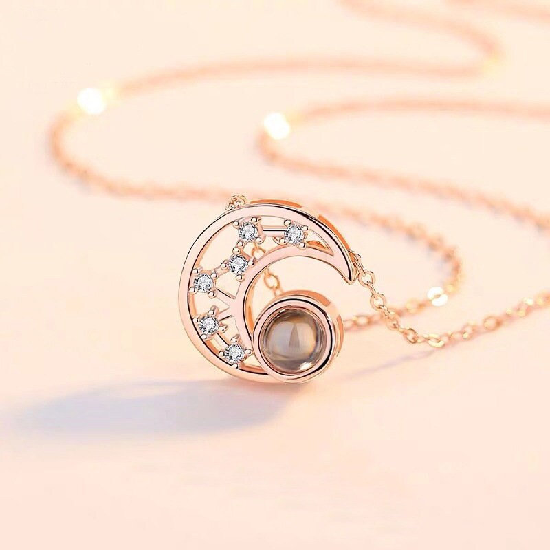 Custom Moon Photo Projection Necklace