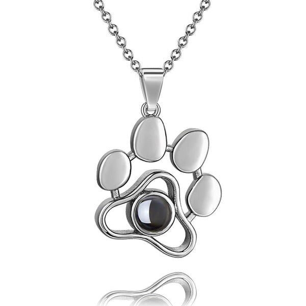 Custom Pet Photo Projection Paw Necklace
