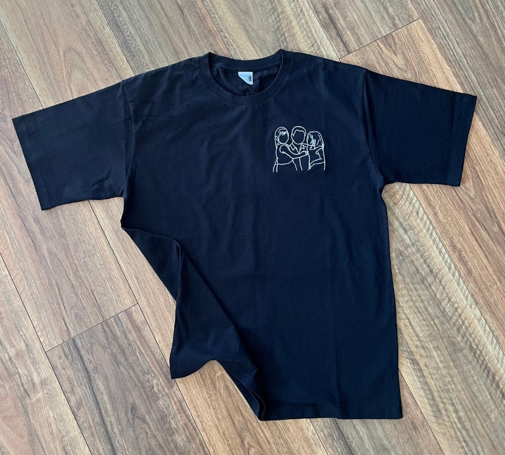 custom embroidered photo outline tshirt