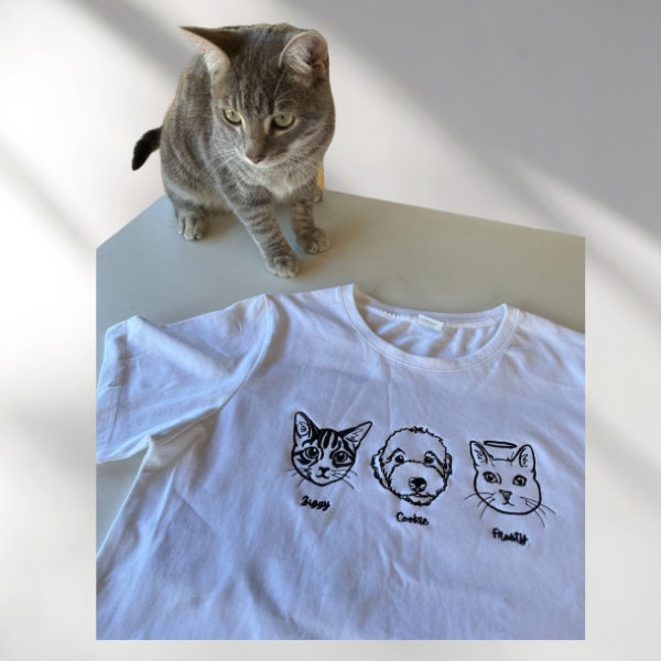 custom embroidered pet outline tshirt