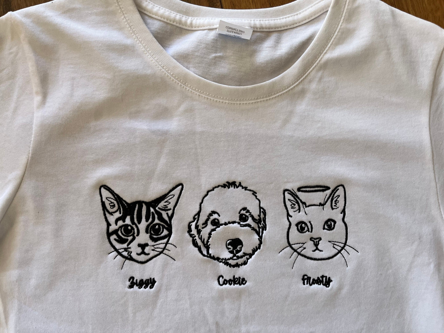 custom embroidered pet outline tshirt