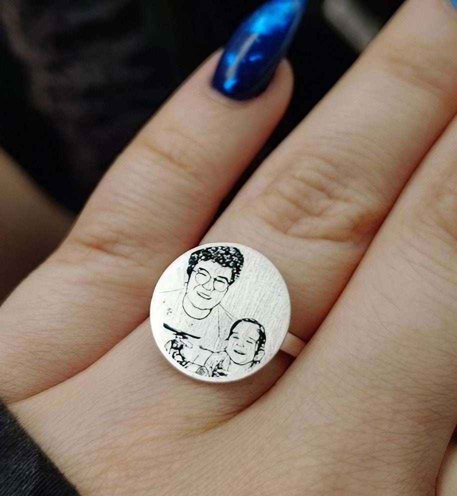 custom photo silver ring