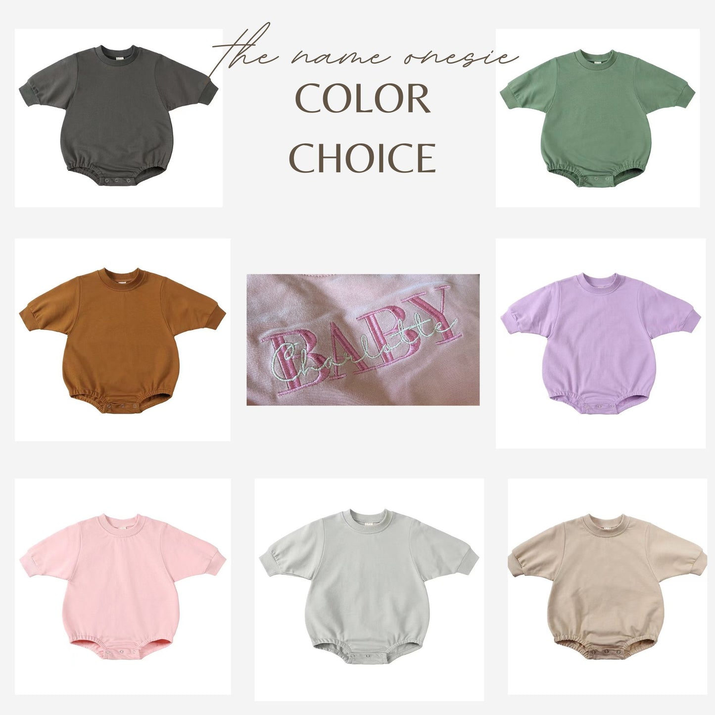 Embroidered Baby Name Onesie Announcement Onesie