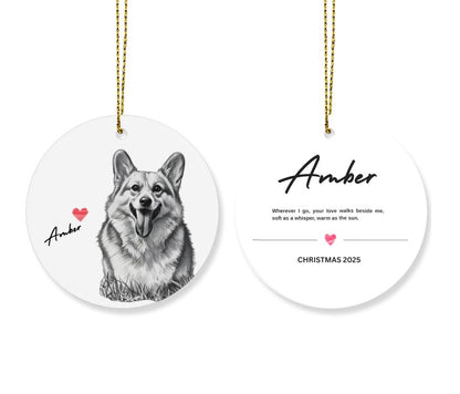 Custom Pet Photo Double Sided Ceramic Christmas Ornament