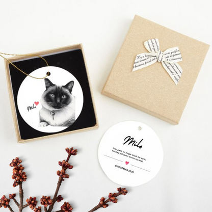 Custom Pet Photo Double Sided Ceramic Christmas Ornament