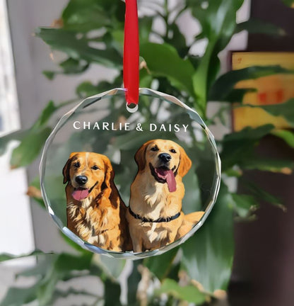 Custom Pet Photo Glass Christmas Ornament