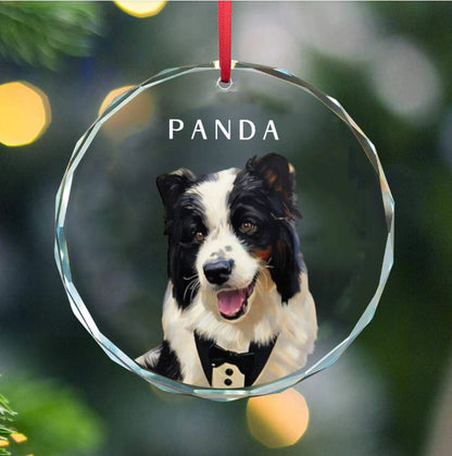 Custom Pet Photo Glass Christmas Ornament