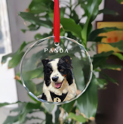 Custom Pet Photo Glass Christmas Ornament