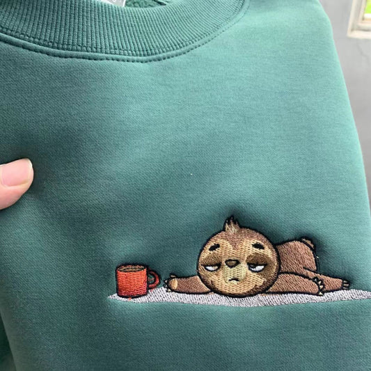 Embroidered Cute Sloth Sweatshirt