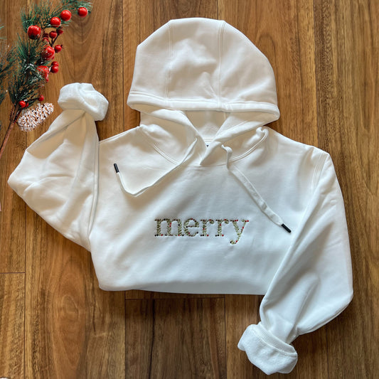 embroidered merry christmas sweatshirt